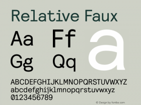 Relative Faux Version 1.000 Font Sample
