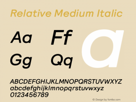 Relative Medium Italic Version 1.000 Font Sample