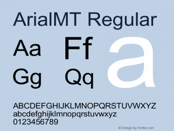 ArialMT Regular Version 1.0 Font Sample