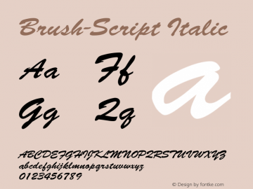 Brush-Script Italic Converter: Windows Type 1 Installer V1.0d.￿Font: V1.0图片样张