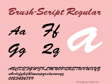 Brush-Script Regular Version 1.0 08-10-2002 Font Sample