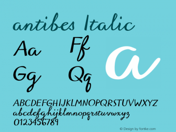 antibes Italic 1.000 Font Sample