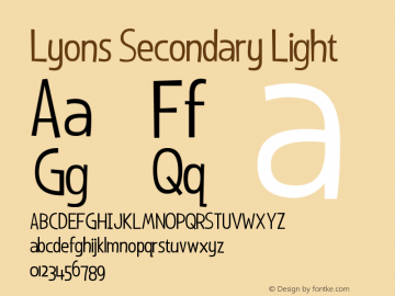 Lyons Secondary Light Version 1.00 Font Sample