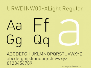 URWDINW00-XLight Regular Version 3.00 Font Sample