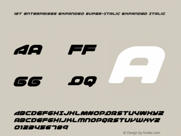 1st Enterprises Expanded Super-Italic Expanded Italic Version 1.0; 2017图片样张