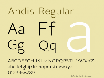 Andis Regular Version 2.000 Font Sample