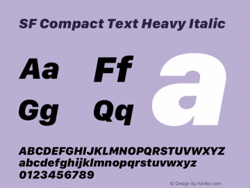 SF Compact Text Heavy Italic 12.0d8e1 Font Sample