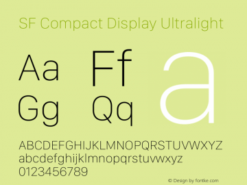 SF Compact Display Ultralight 12.0d8e1 Font Sample