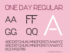 ONE DAY Regular Version 1.000;PS 001.001;hotconv 1.0.56 Font Sample