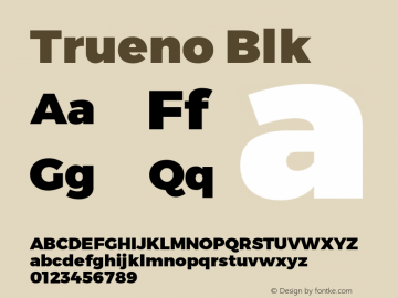 Trueno Blk Version 3.001b Font Sample