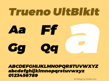Trueno UltBlkIt Version 3.001b Font Sample