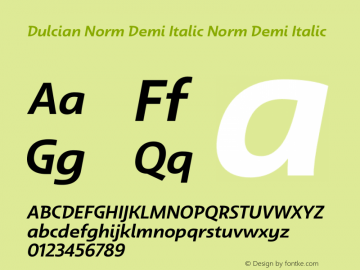 Dulcian Norm Demi Italic Norm Demi Italic Version 1.000图片样张