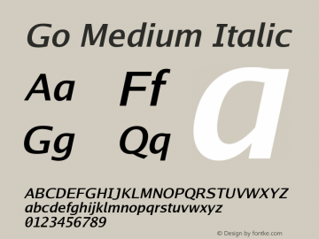 Go Medium Italic Version 2.004 Font Sample