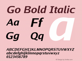 Go Bold Italic Version 2.004 Font Sample