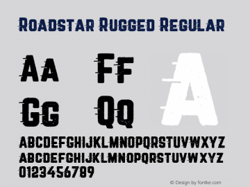 Roadstar Rugged Regular Version 1.001;PS 001.001;hotconv 1.0.88;makeotf.lib2.5.64775图片样张
