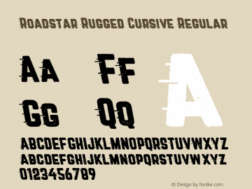 Roadstar Rugged Cursive Regular Version 1.001;PS 001.001;hotconv 1.0.88;makeotf.lib2.5.64775 Font Sample