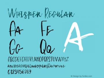 Whisper Regular Version 1.000 Font Sample