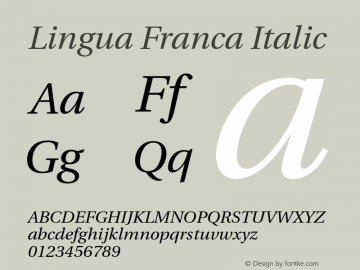 Lingua Franca Italic Version 1.14 Font Sample