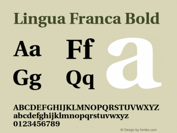 Lingua Franca Bold Version 1.14 Font Sample
