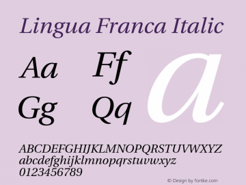 Lingua Franca Italic Version 1.14 Font Sample