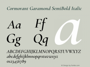 Cormorant Garamond SemiBold Italic Version 3.003 Font Sample