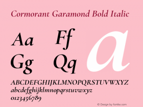 Cormorant Garamond Bold Italic Version 3.003 Font Sample