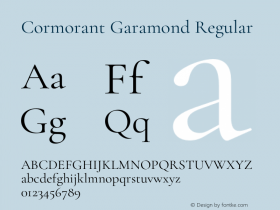 Cormorant Garamond Regular Version 3.003;PS 003.003;hotconv 1.0.88;makeotf.lib2.5.64775 Font Sample