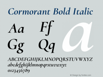 Cormorant Bold Italic Version 3.003;PS 003.003;hotconv 1.0.88;makeotf.lib2.5.64775图片样张