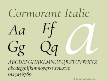 Cormorant Italic Version 3.003;PS 003.003;hotconv 1.0.88;makeotf.lib2.5.64775 Font Sample