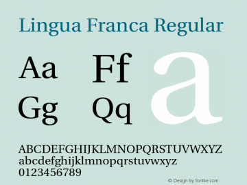 Lingua Franca Regular Version 1.14 Font Sample