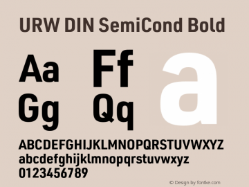 URW DIN SemiCond Bold Version 3.00 Font Sample