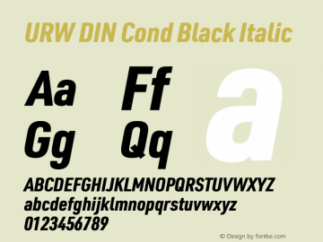 URW DIN Cond Black Italic Version 3.00图片样张