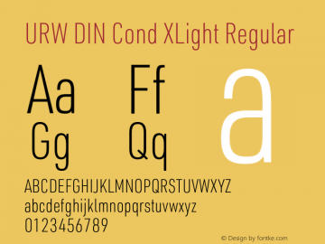 URW DIN Cond XLight Regular Version 3.00图片样张