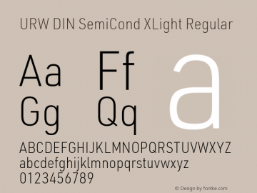 URW DIN SemiCond XLight Regular Version 3.00 Font Sample
