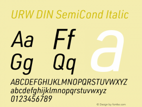 URW DIN SemiCond Italic Version 3.00 Font Sample