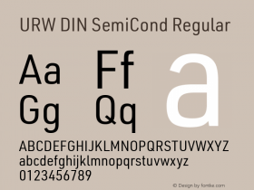 URW DIN SemiCond Regular Version 3.00 Font Sample