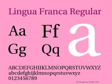 Lingua Franca Regular Version 1.15 Font Sample