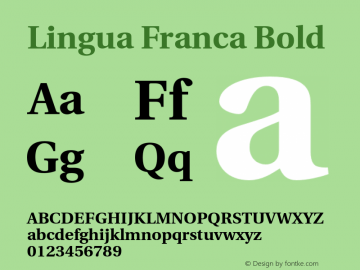 Lingua Franca Bold Version 1.15 Font Sample