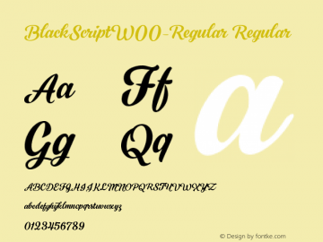 BlackScriptW00-Regular Regular Version 1.00 Font Sample