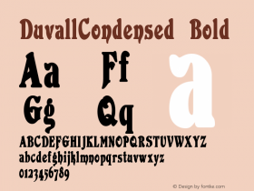 DuvallCondensed Bold Version 1.00 Font Sample