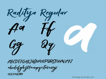 Raditya Regular Version 1.000 Font Sample