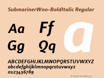 SubmarinerW00-BoldItalic Regular Version 2.00 Font Sample