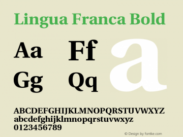 Lingua Franca Bold Version 1.16 Font Sample