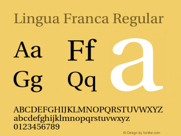 Lingua Franca Regular Version 1.16 Font Sample