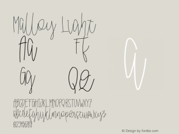 Malloy Light Unknown Font Sample