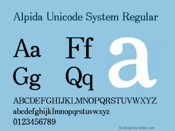 Alpida Unicode System Regular Version 5.31 (October 25, 2010)图片样张