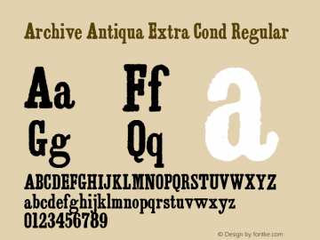 Archive Antiqua Extra Cond Regular Version 1.000;PS 001.000;hotconv 1.0.38图片样张