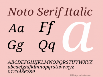 Noto Serif Italic Version 1.07 uh图片样张