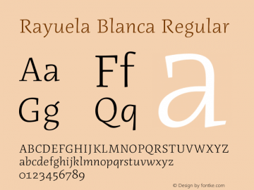 Rayuela Blanca Regular Version 2.000 Font Sample