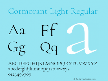 Cormorant Light Regular Version 3.003 Font Sample